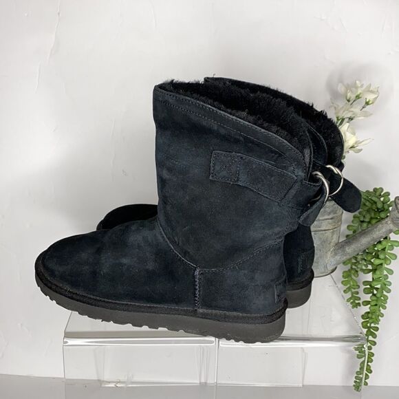 UGG AUSTRALIA REMORA BUCKLE BOOTIE FOLDOVER STYLE Black 8‎ - Picture 3 of 13